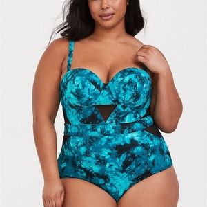 Torrid teal tye dye mesh swimsuit plus 3 3x 24